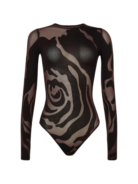 Wolford body en maille circulaire à motif de roses