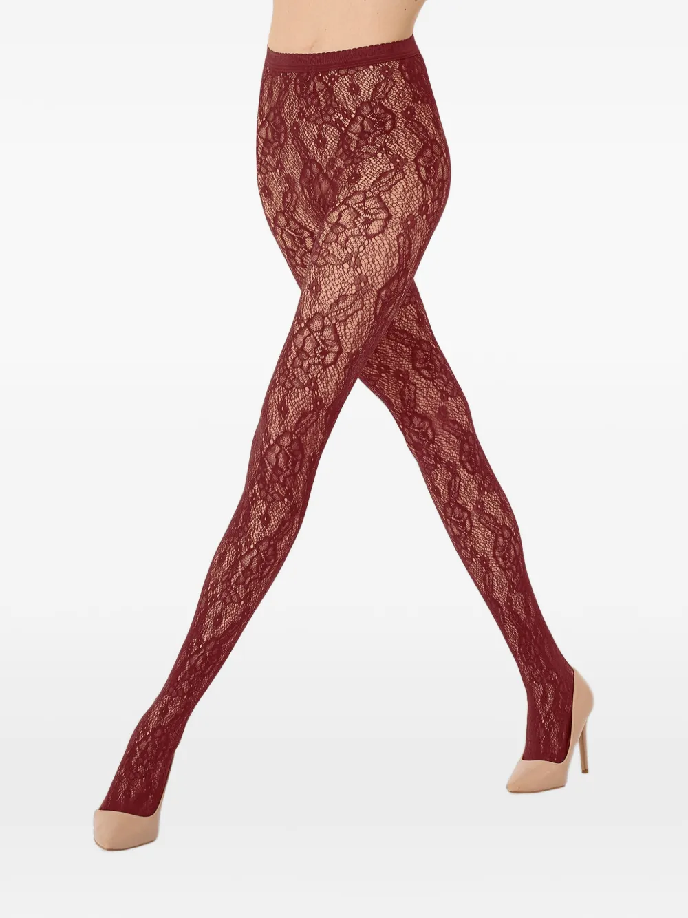 Wolford floral-detail net tights - Rot