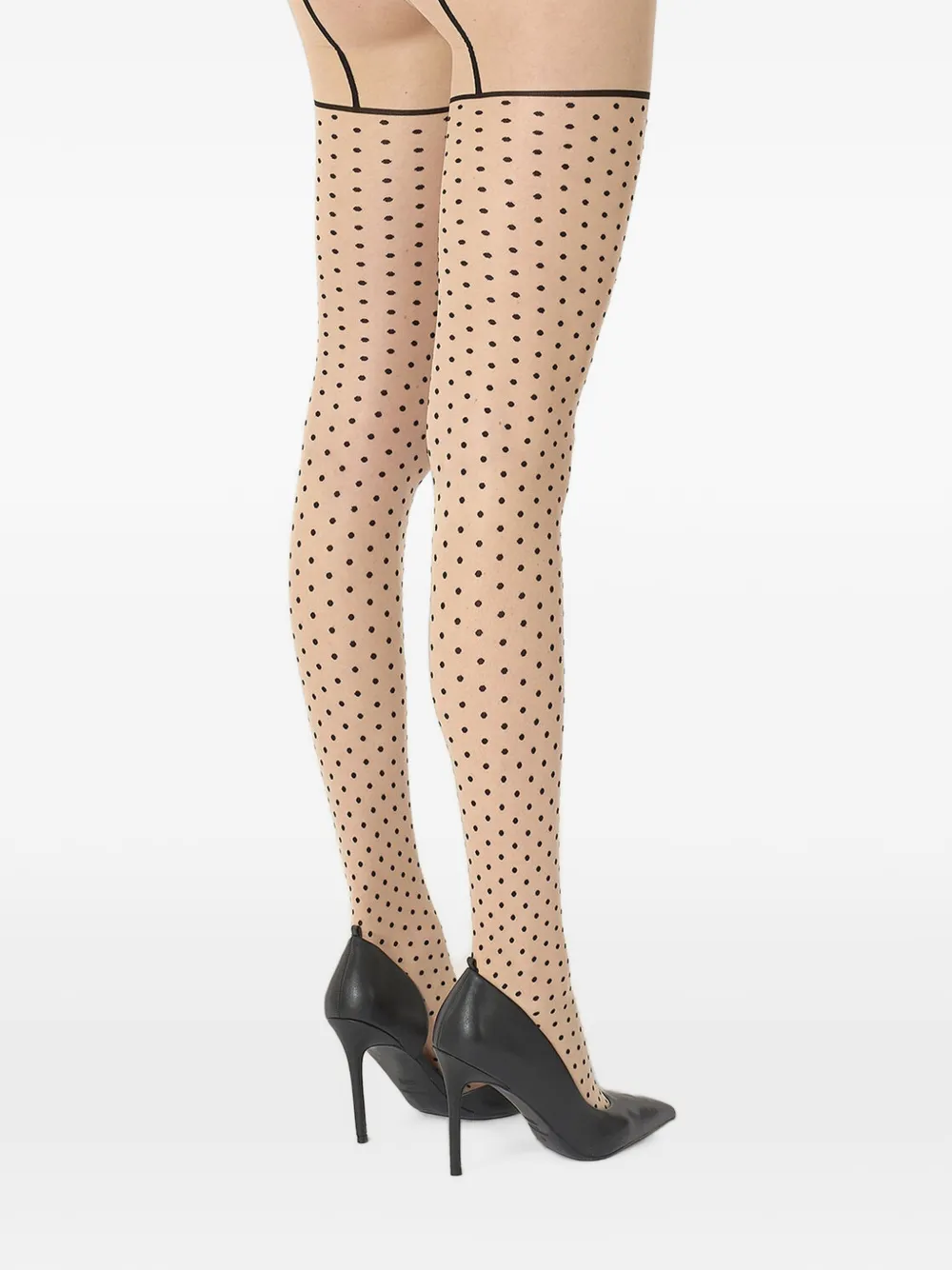 Wolford 20 panty met stippen en jarretelriem Wit
