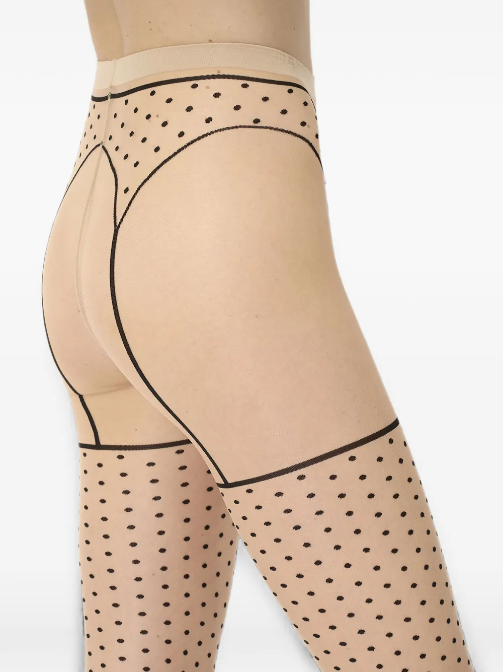 Wolford 20 panty met stippen en jarretelriem Wit