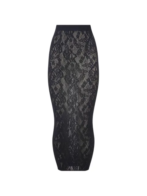 Wolford lace-patterned semi-sheer midi pencil skirt