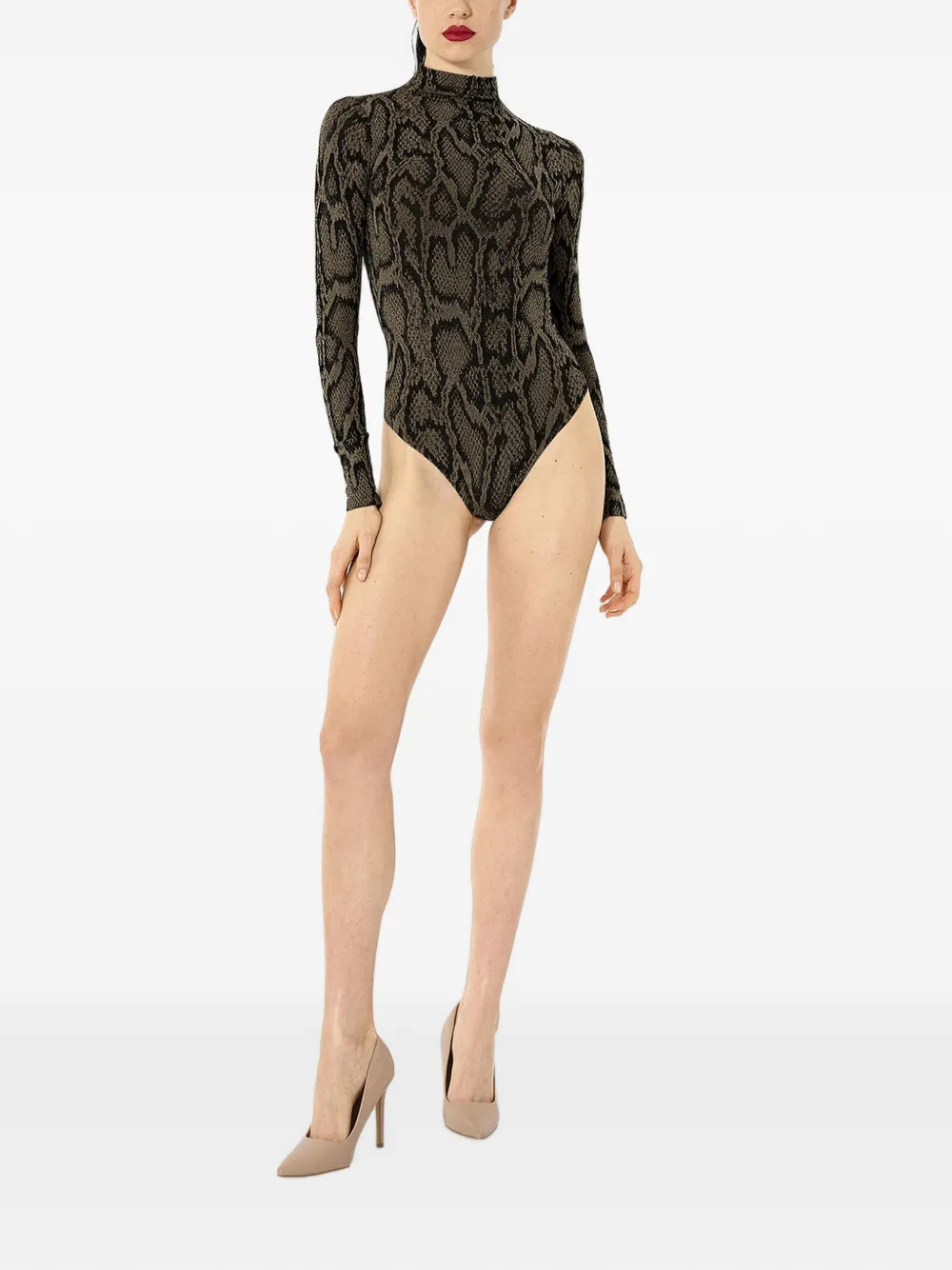 Wolford Romper met hoge hals en lange mouwen Groen