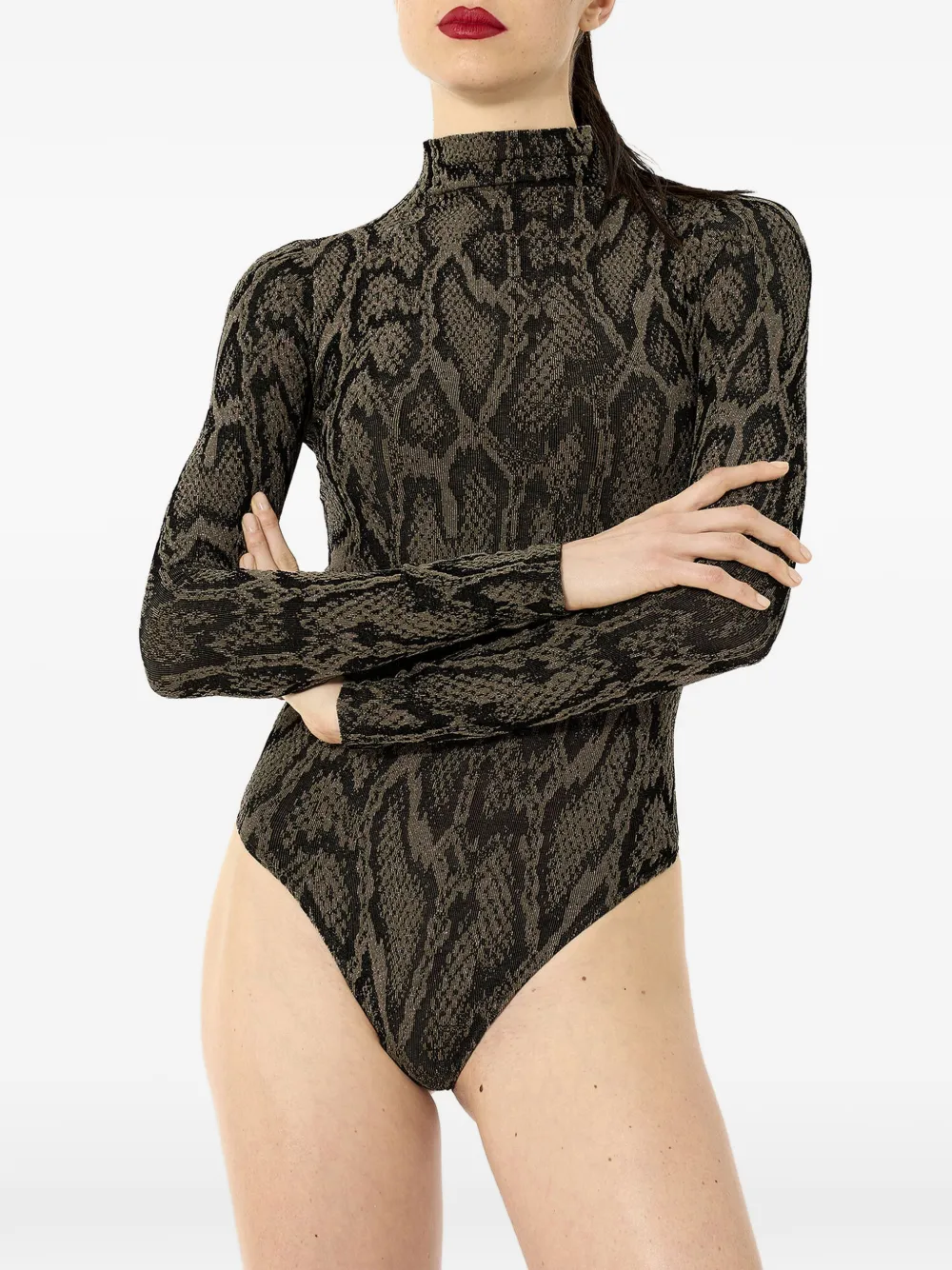 Wolford Romper met hoge hals en lange mouwen Groen