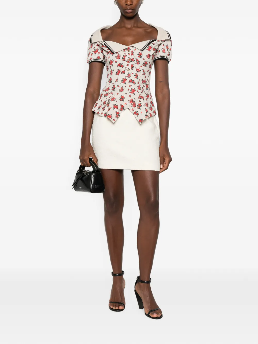 Alessandra Rich Bouclé gebreide mini-rok Beige