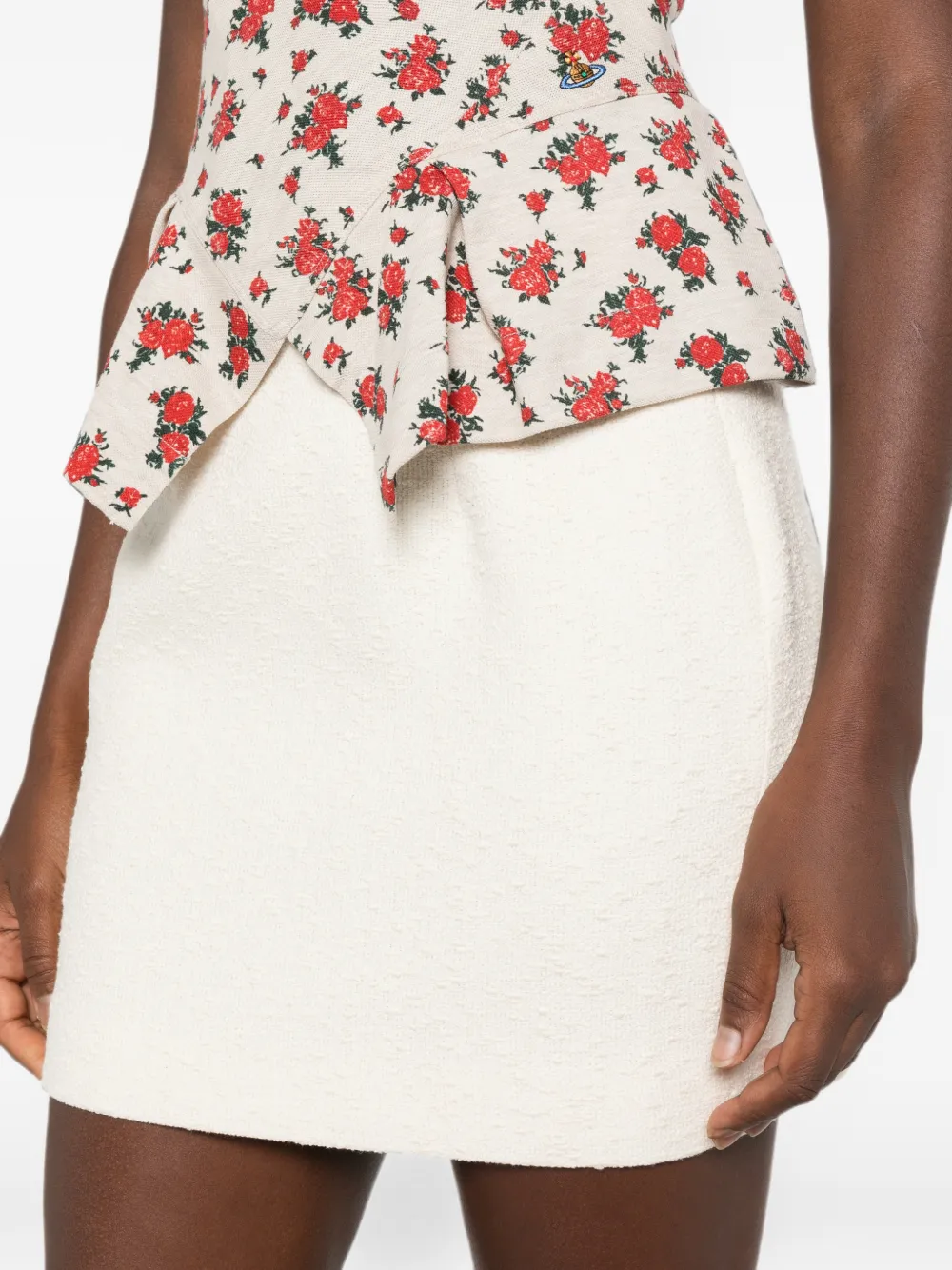 Alessandra Rich Bouclé gebreide mini-rok Beige