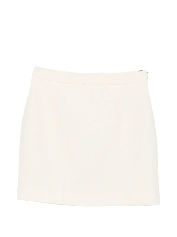 Alessandra Rich Bouclé-knit Mini Skirt in Neutrals