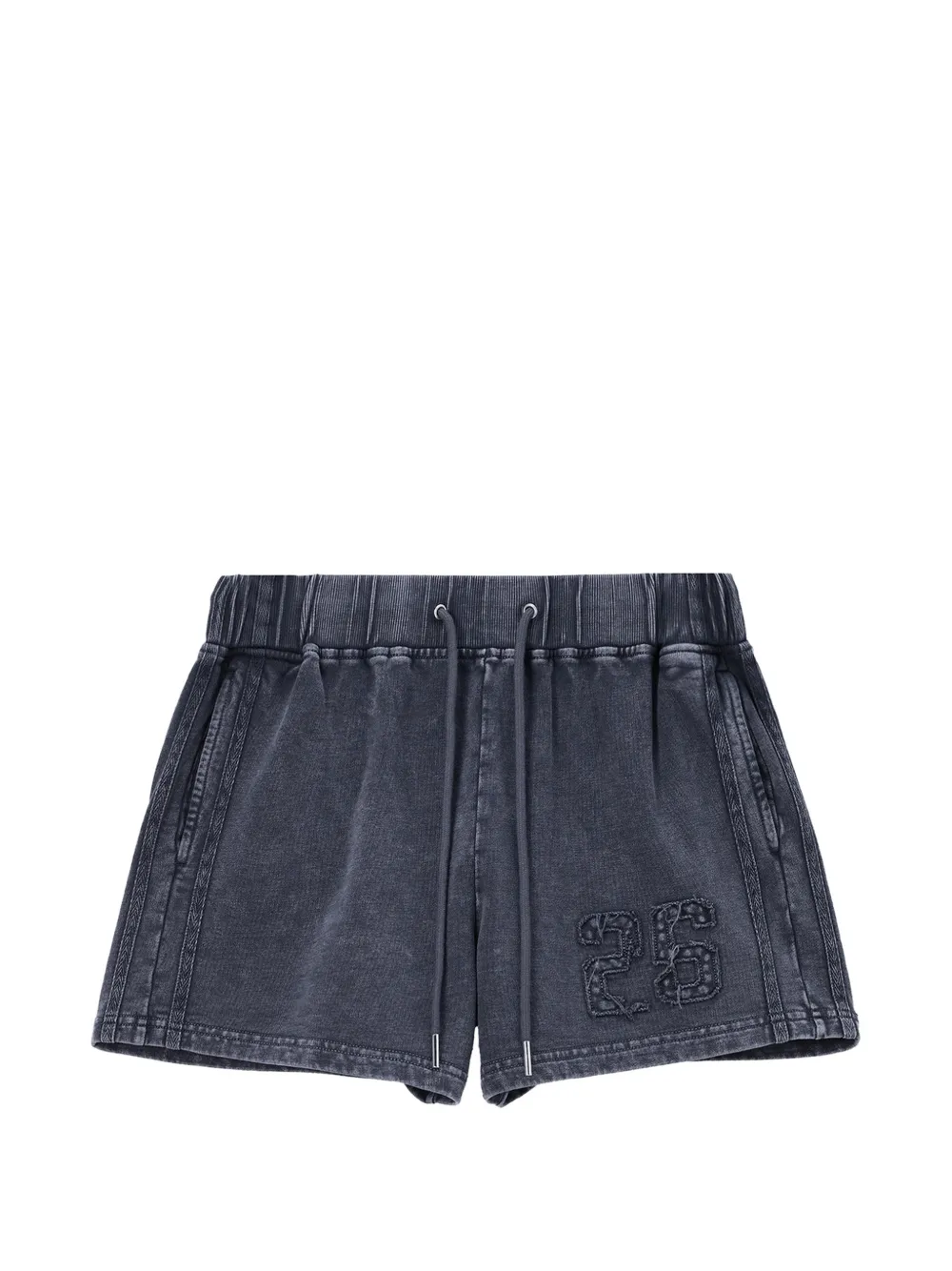 Mini Cream acid-wash patch-detail shorts