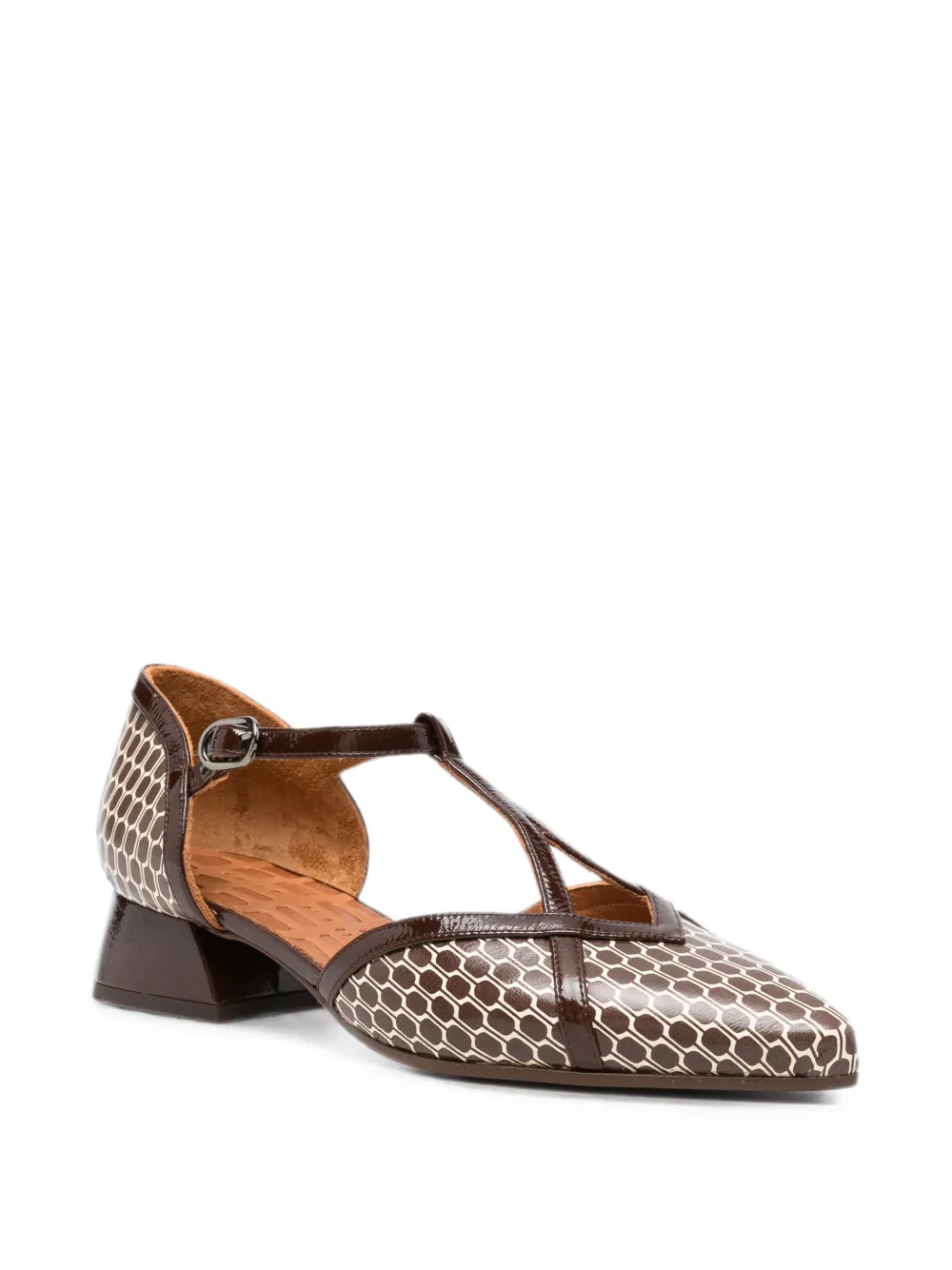 Chie Mihara Hidrow geometric-print T-bar pumps Bruin