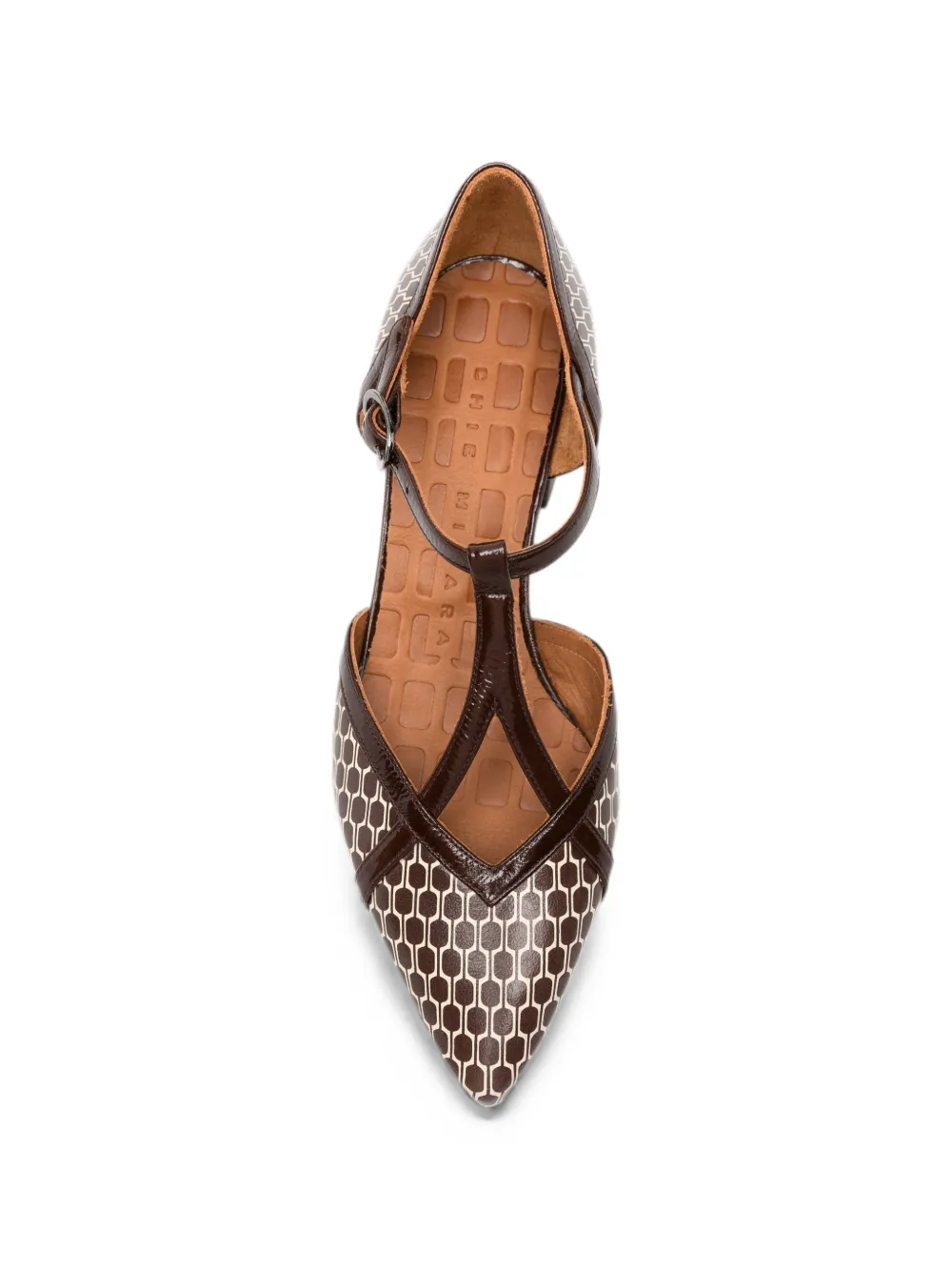 Chie Mihara Hidrow geometric-print T-bar pumps Bruin