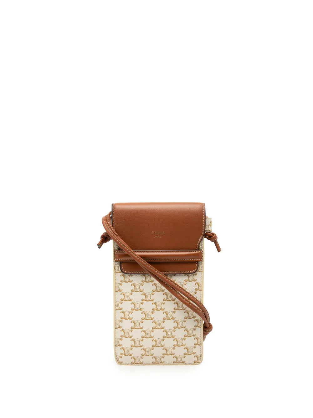 Celine Pre-Owned 2022 Triomphe Coated Canvas Phone Pouch Flap crossbody bag - White