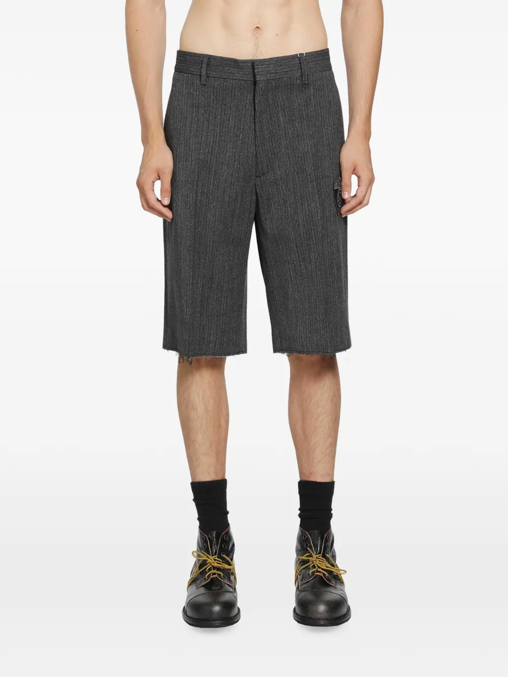 MM6 Maison Margiela MM6 gerafelde shorts met krijtstreep Grijs