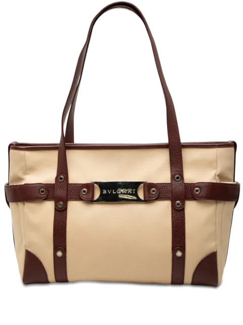 Bvlgari Pre-Owned bolso shopper de lona con ribete de piel 1990-2000