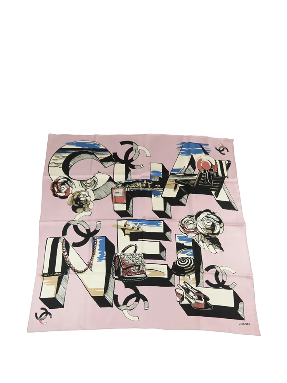 CHANEL Pre-Owned 2000-2026 CC Logo Print Silk Scarf 90 scarves - Rosa