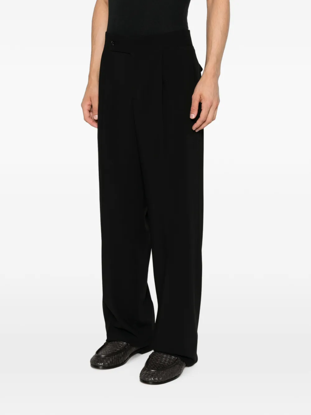 Giorgio Armani pleated wide-leg trousers Zwart