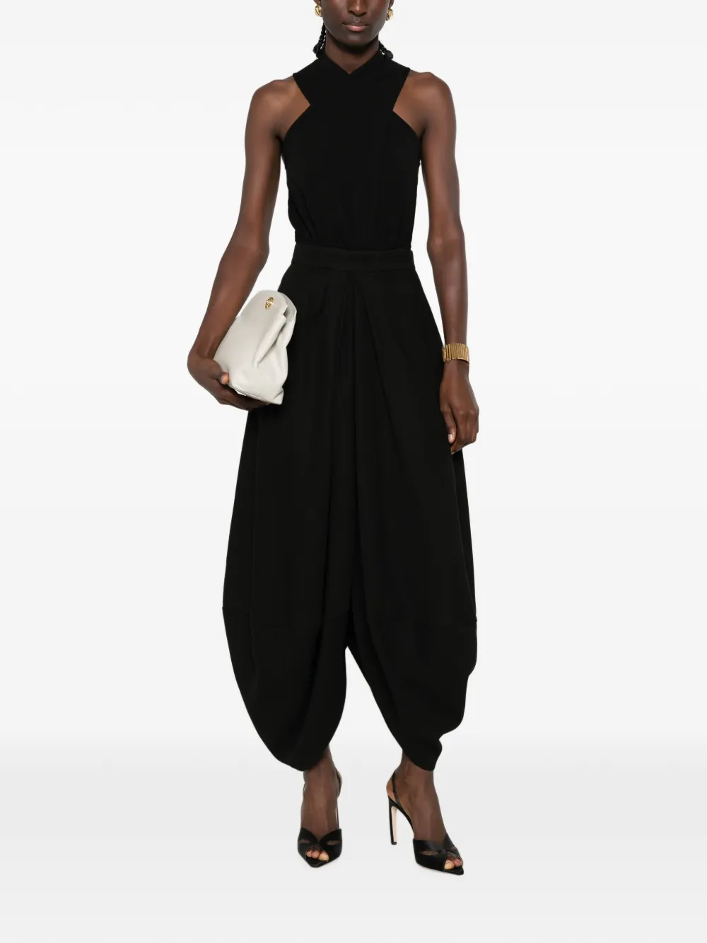 Giorgio Armani zip-fastening draped-design midi skirt Zwart