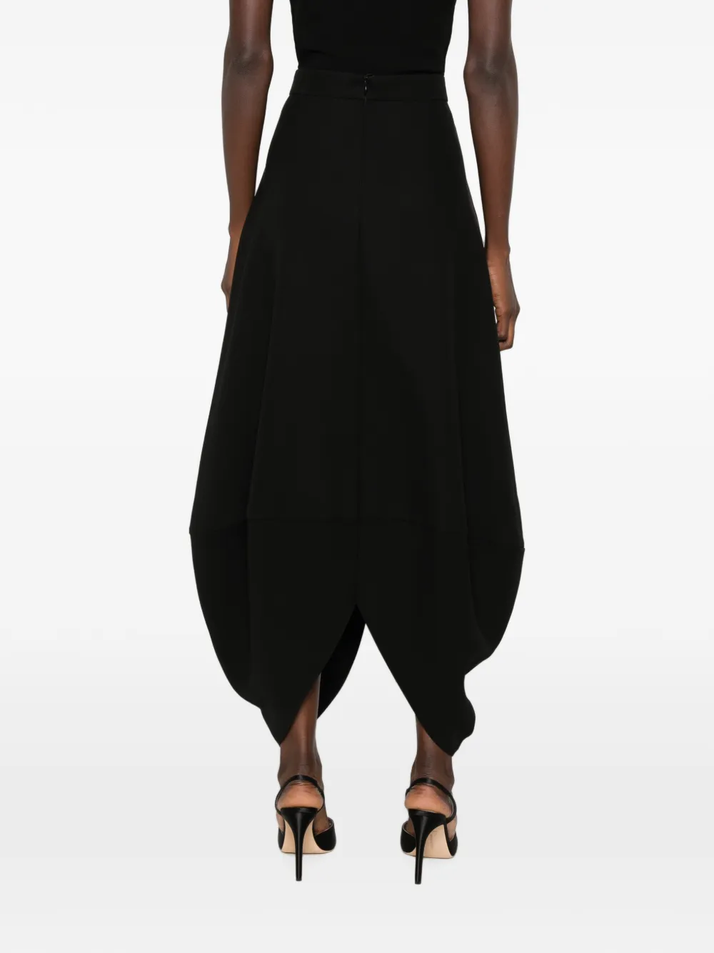 Giorgio Armani zip-fastening draped-design midi skirt Zwart