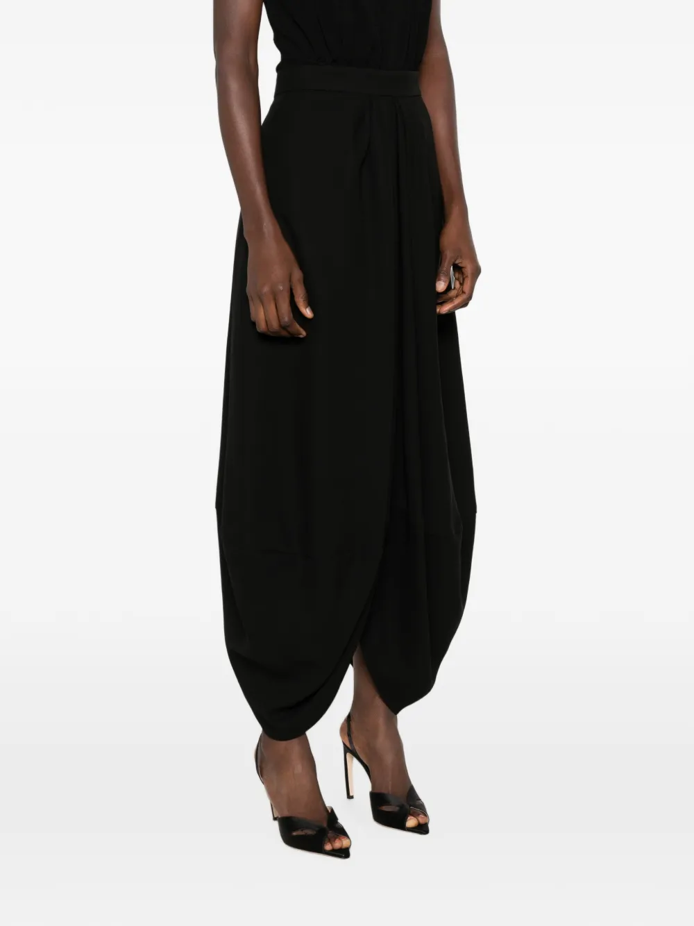 Giorgio Armani zip-fastening draped-design midi skirt Zwart
