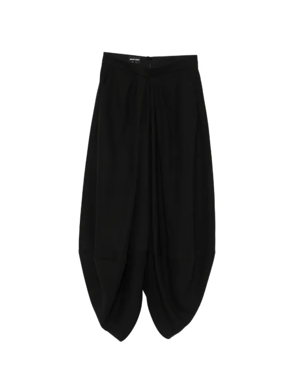 Giorgio Armani Zip-fastening Draped-design Midi Skirt in Black