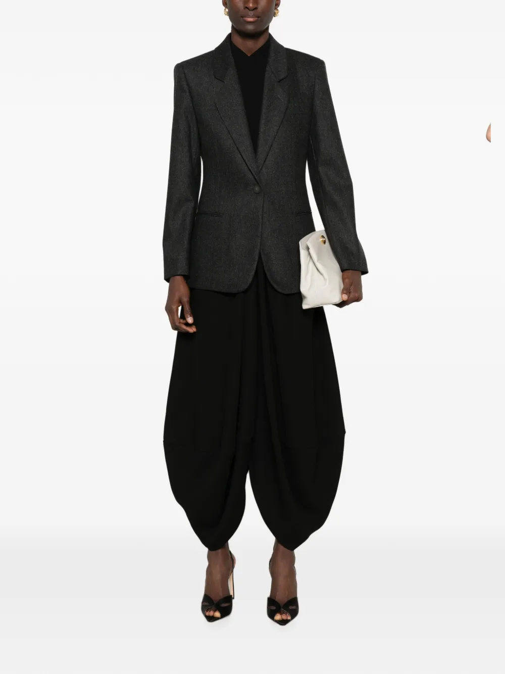 Giorgio Armani Blazer met enkele rij knopen Grijs