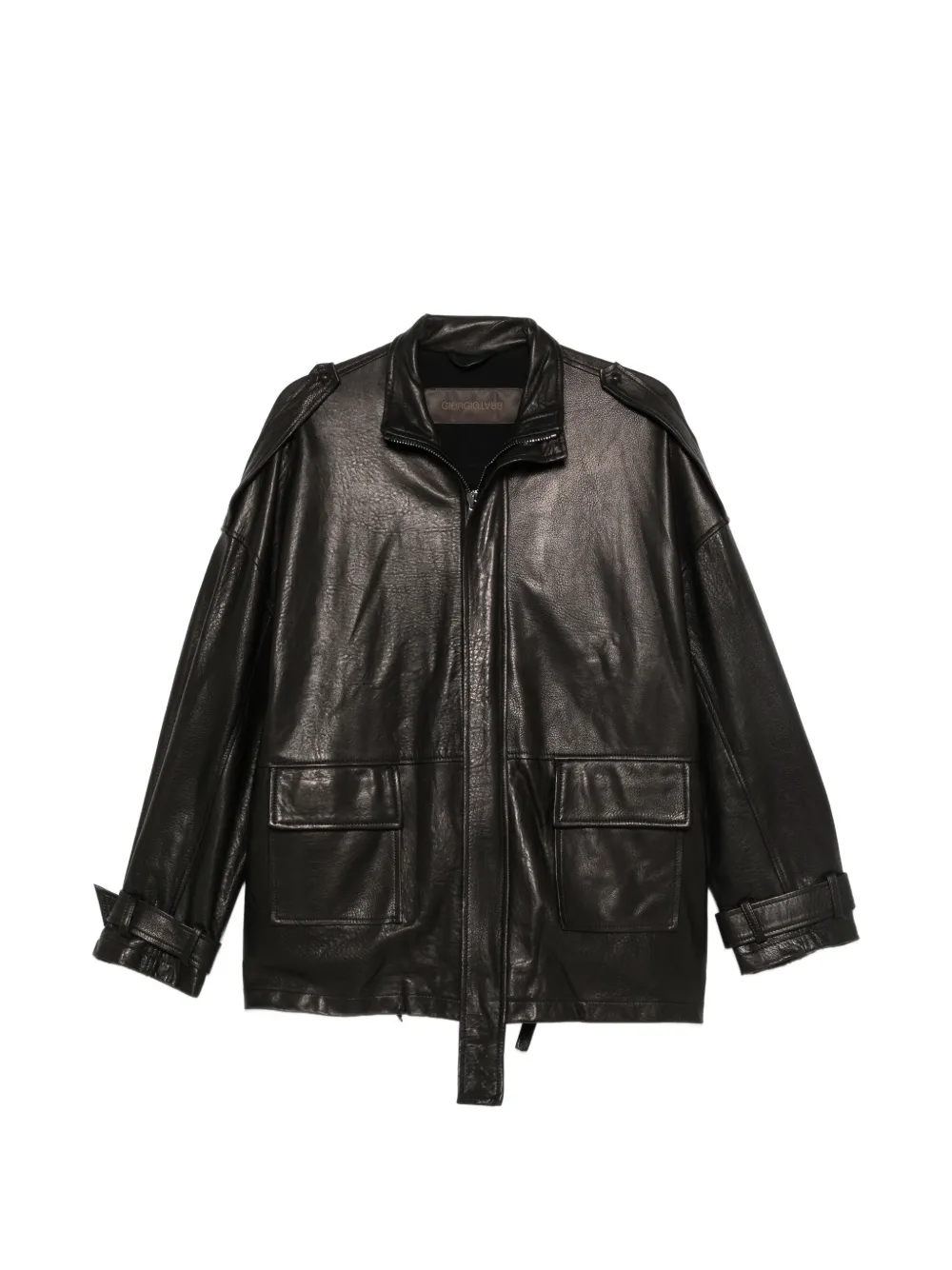 Giorgio Brato leather epaulette jacket - Nero