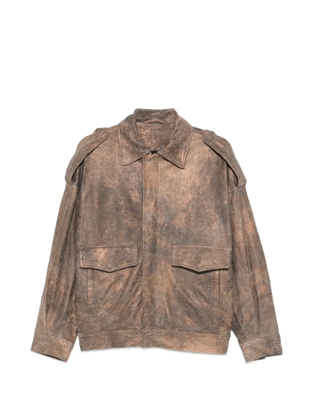 Giorgio Brato distressed-effect epaulette jacket - Braun
