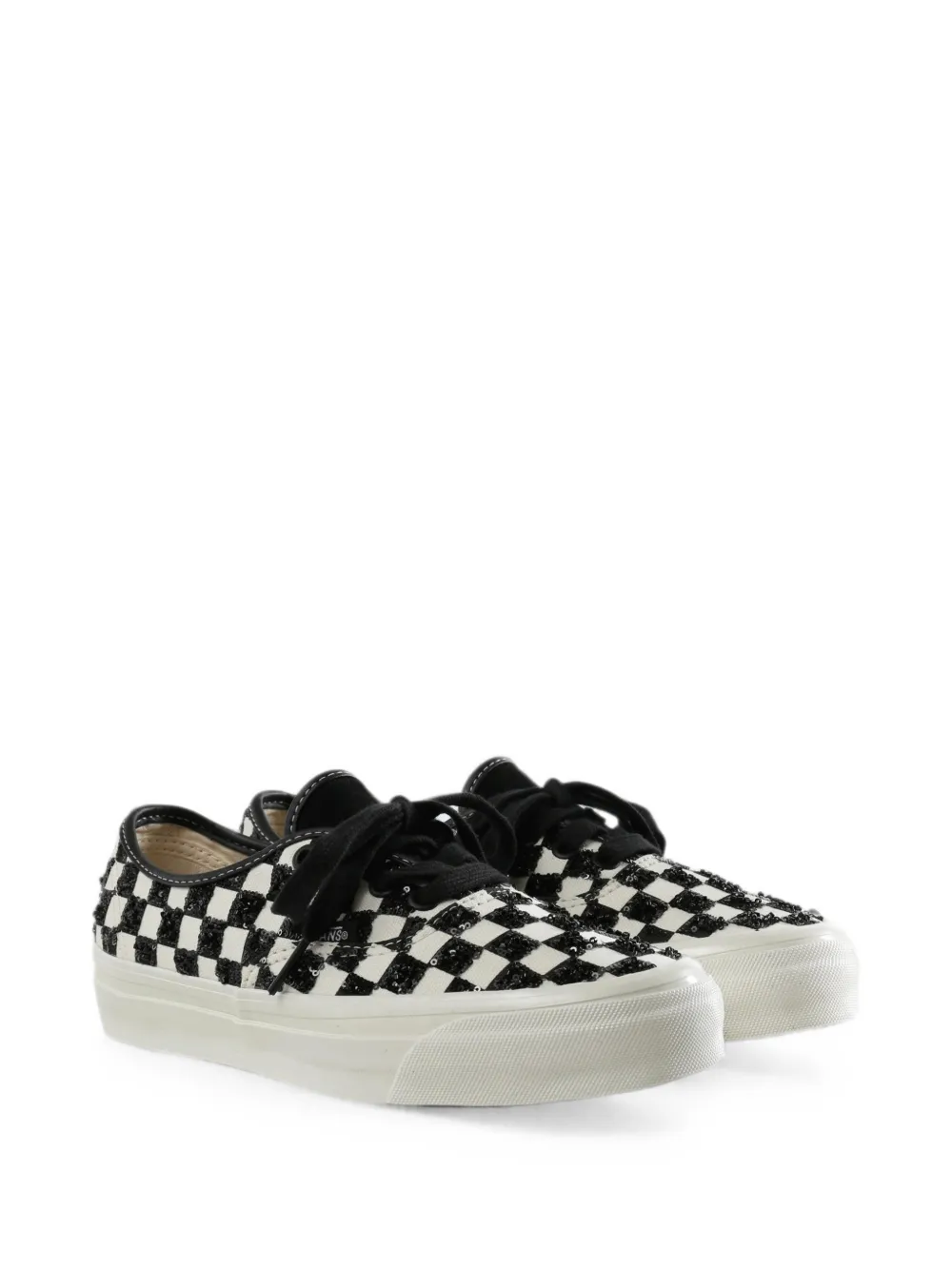 Vans Authentic sequin-embellished Checkerboard sneakers Zwart