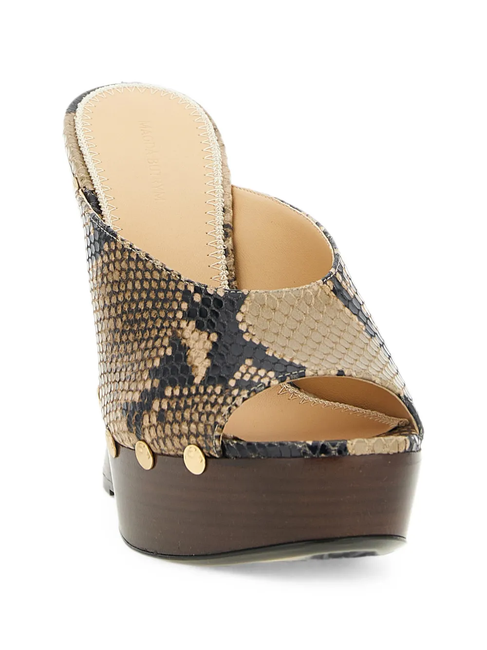 Magda Butrym snake-embossed wedge mules Beige