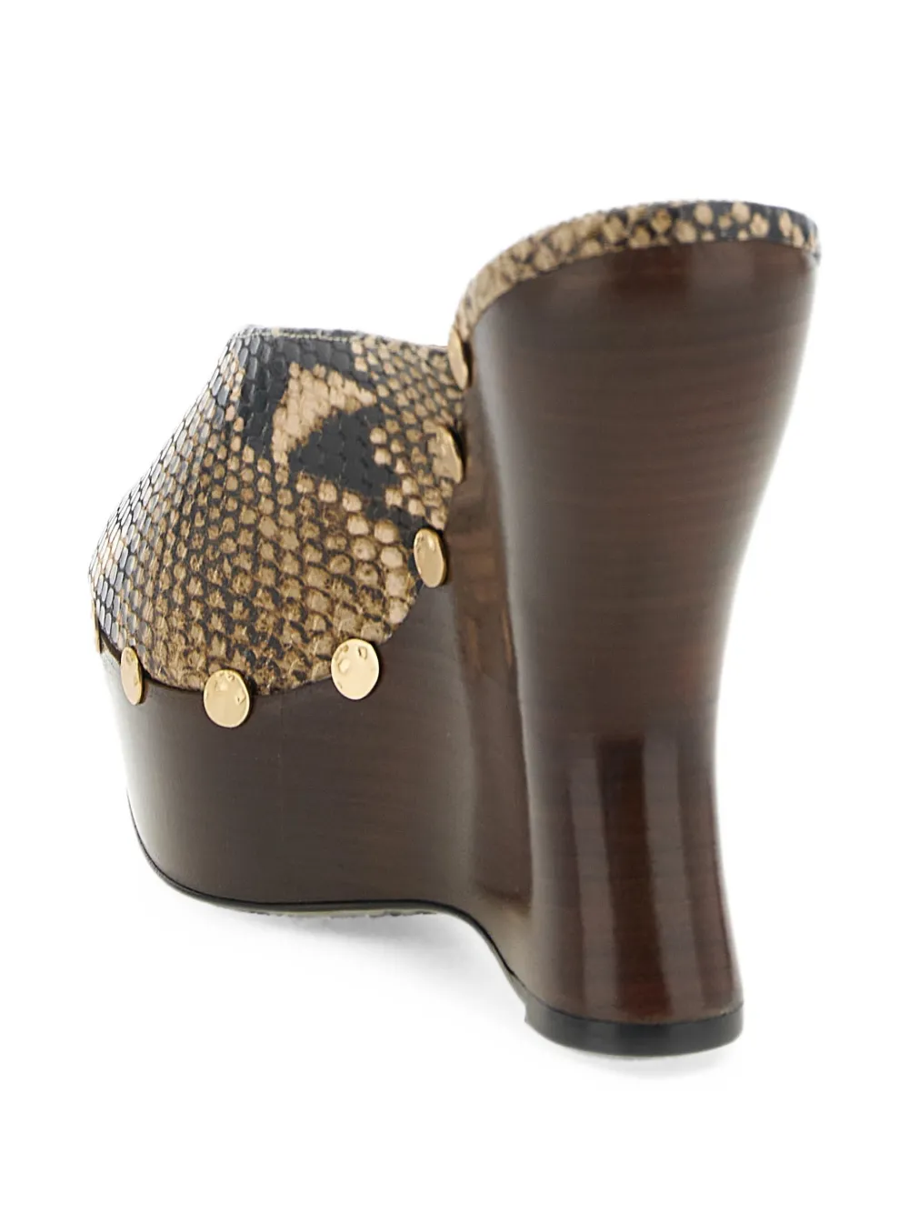 Magda Butrym snake-embossed wedge mules Beige