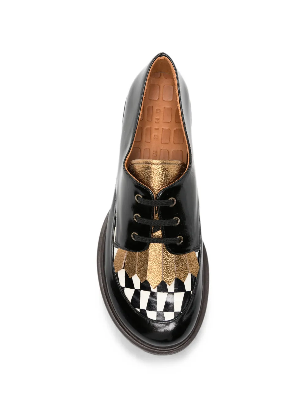 Chie Mihara Jeripa fringed checkered loafers Zwart