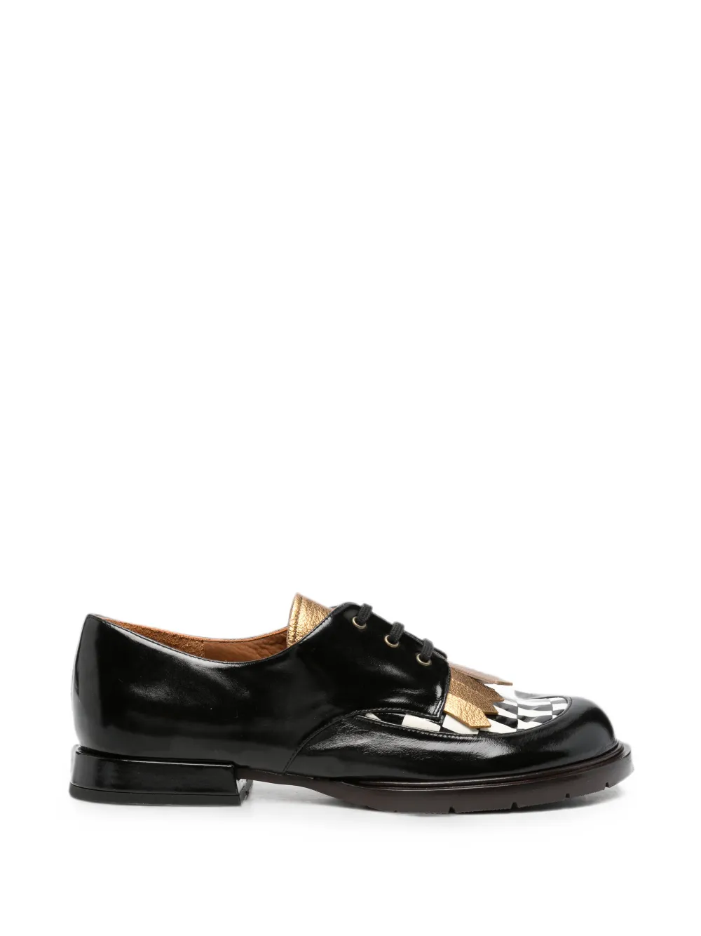 Chie Mihara Jeripa fringed checkered loafers Zwart