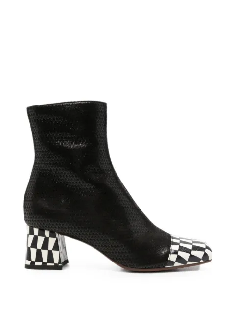 Chie Mihara Volkiara snake-effect checkerboard ankle boots