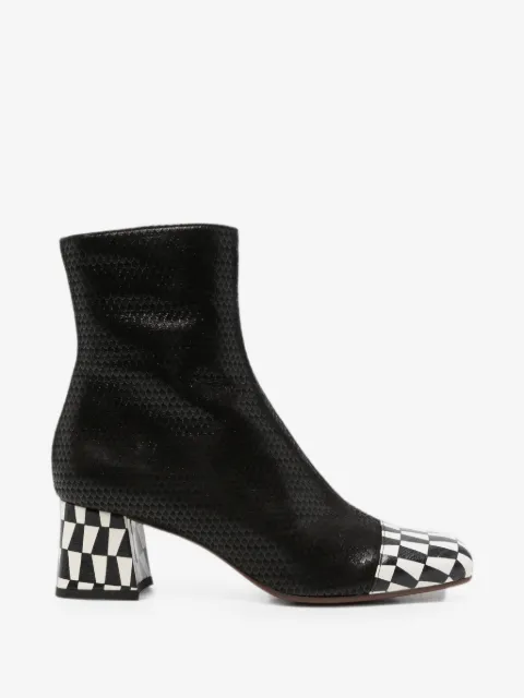 Chie Mihara Volkiara snake-effect checkerboard ankle boots