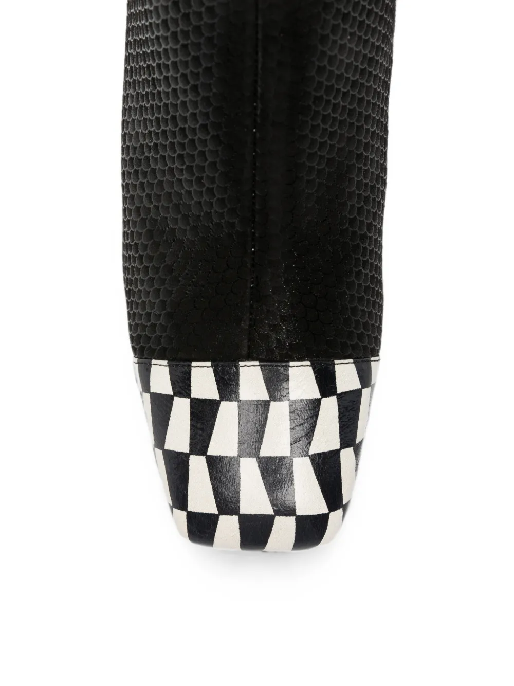 Chie Mihara Volkiara snake-effect checkerboard ankle boots Zwart