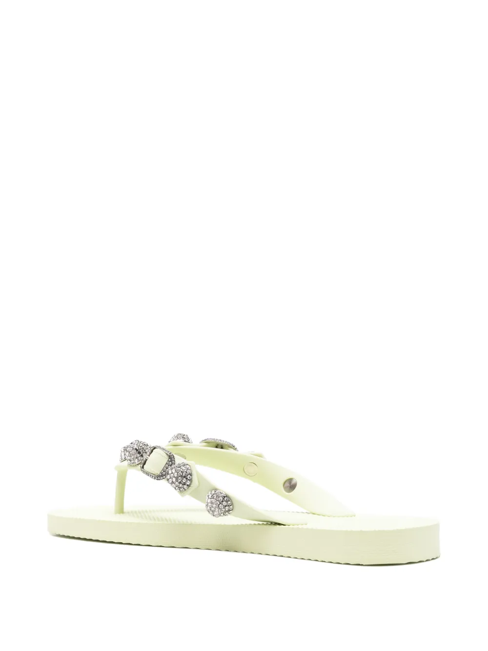 Balenciaga Cagole teenslippers verfraaid met kristallen en bandjes Groen