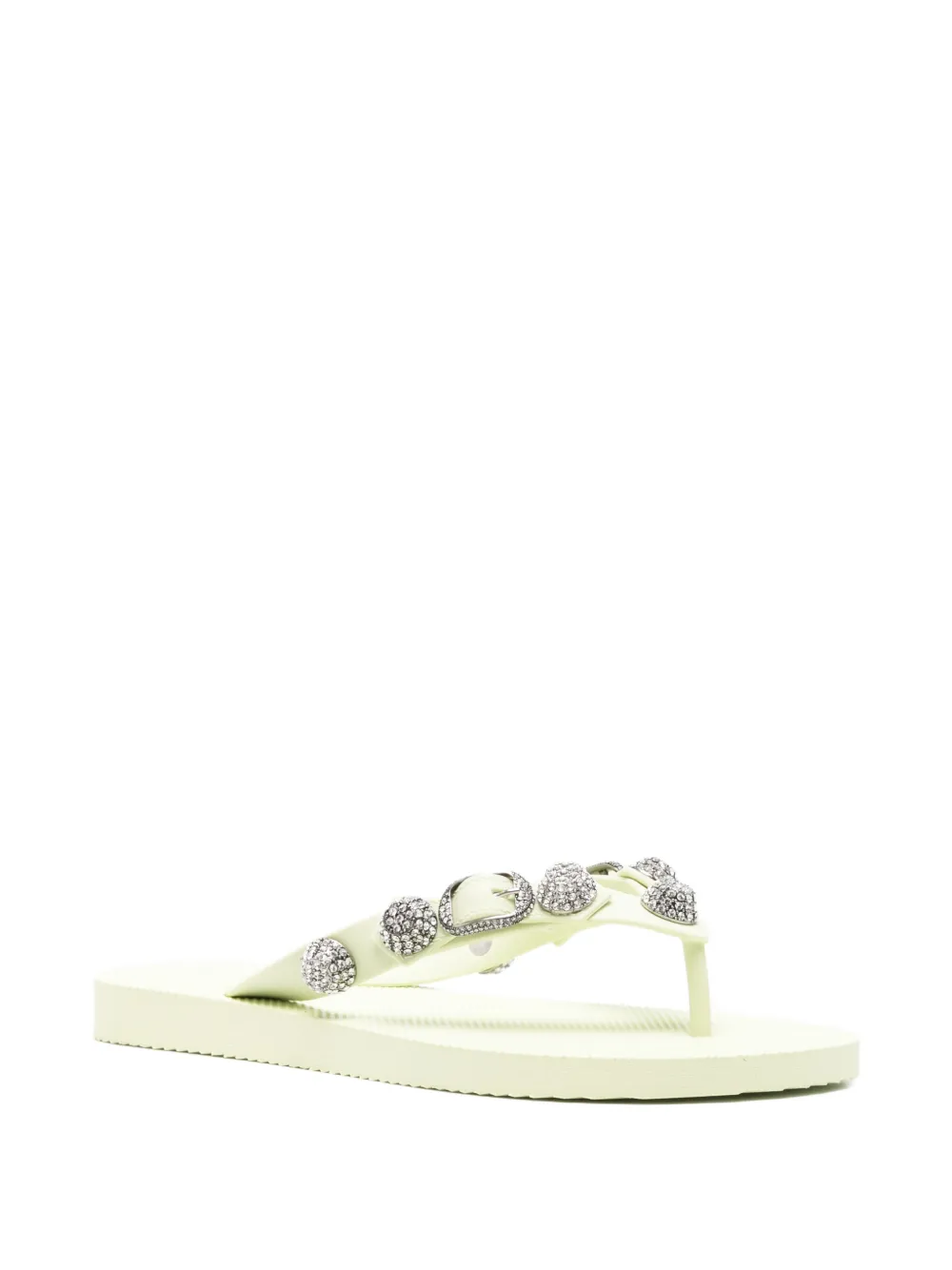 Balenciaga Cagole teenslippers verfraaid met kristallen en bandjes Groen