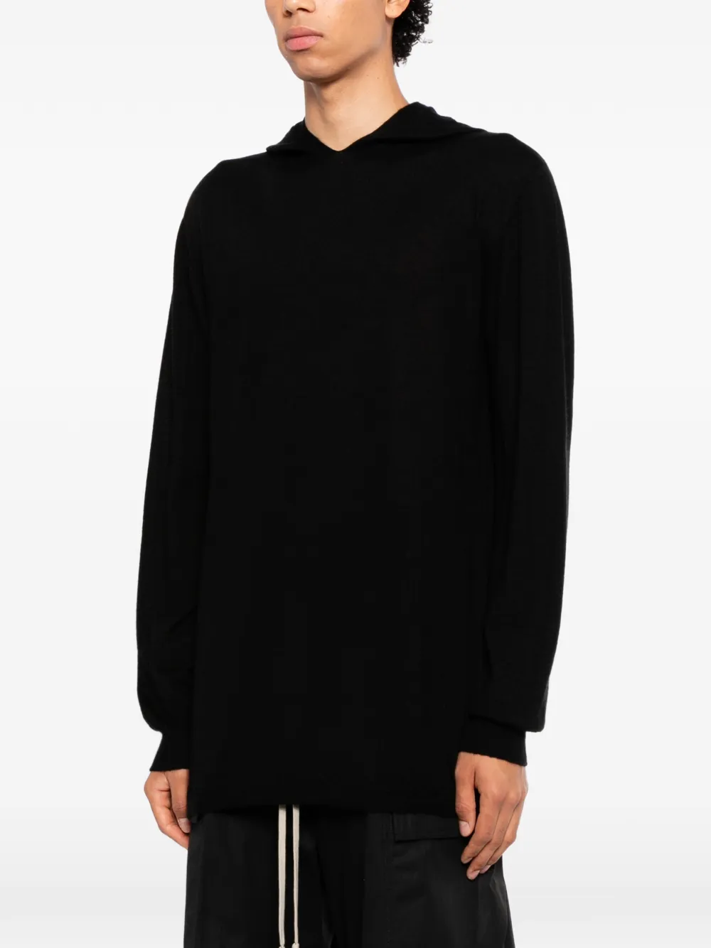 Rick Owens Gebreide hoodie Zwart