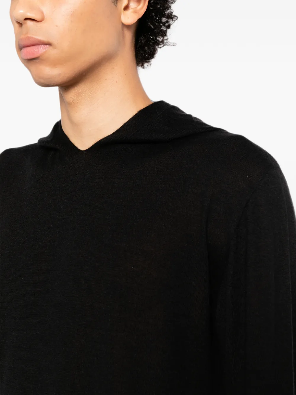 Rick Owens Gebreide hoodie Zwart