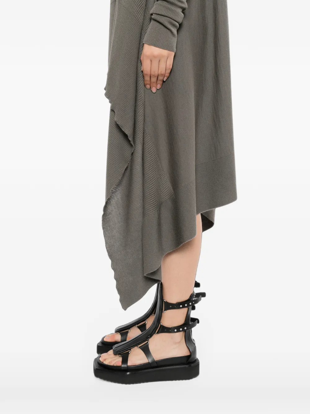 Rick Owens Asymmetrisch geribbeld vest Grijs