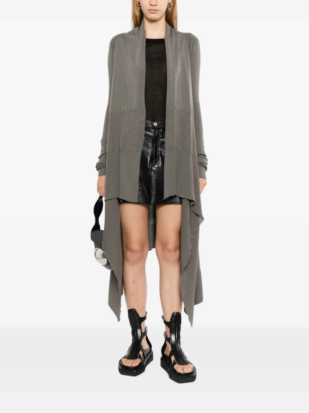 Rick Owens Asymmetrisch geribbeld vest Grijs