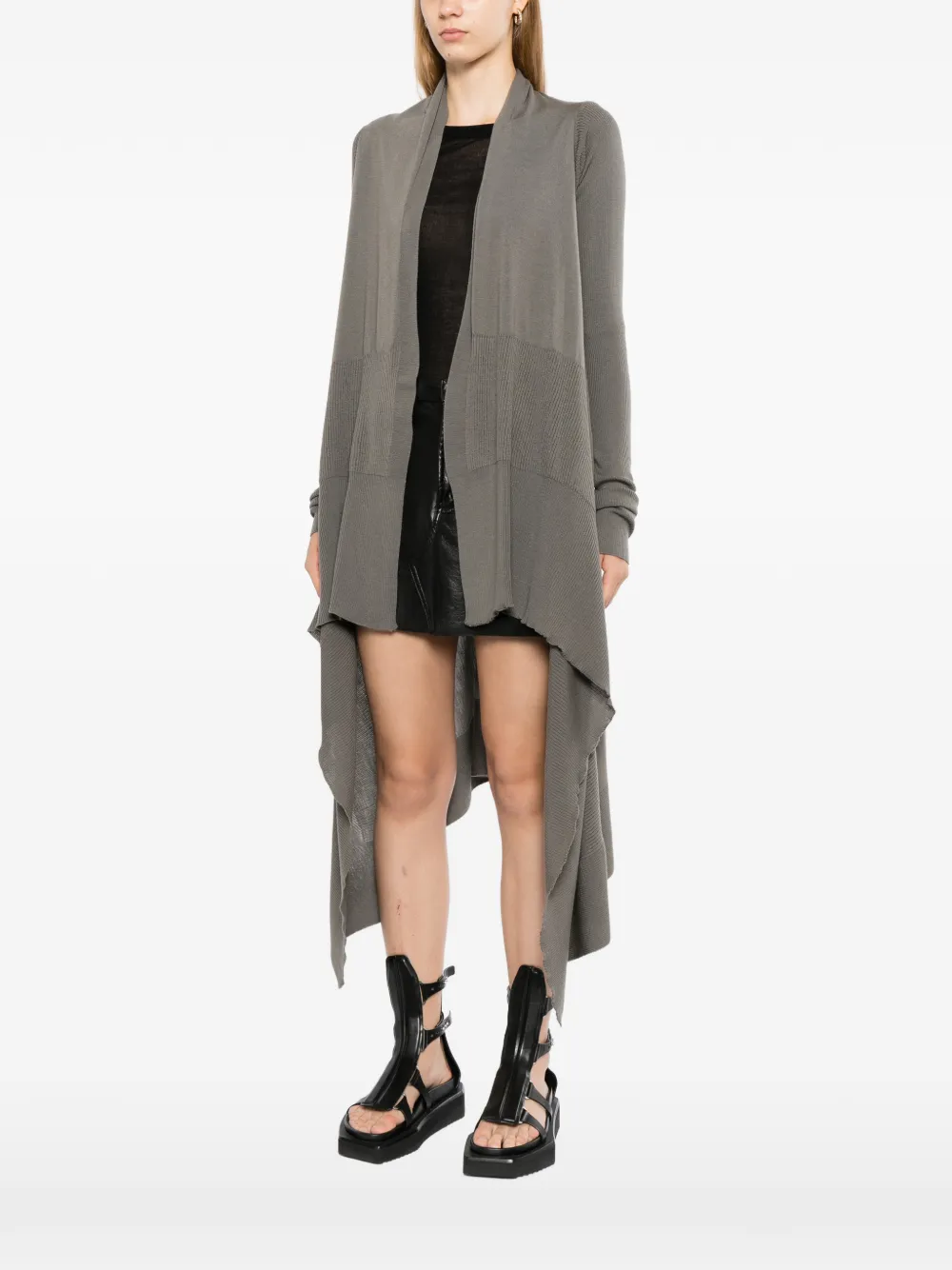 Rick Owens Asymmetrisch geribbeld vest Grijs