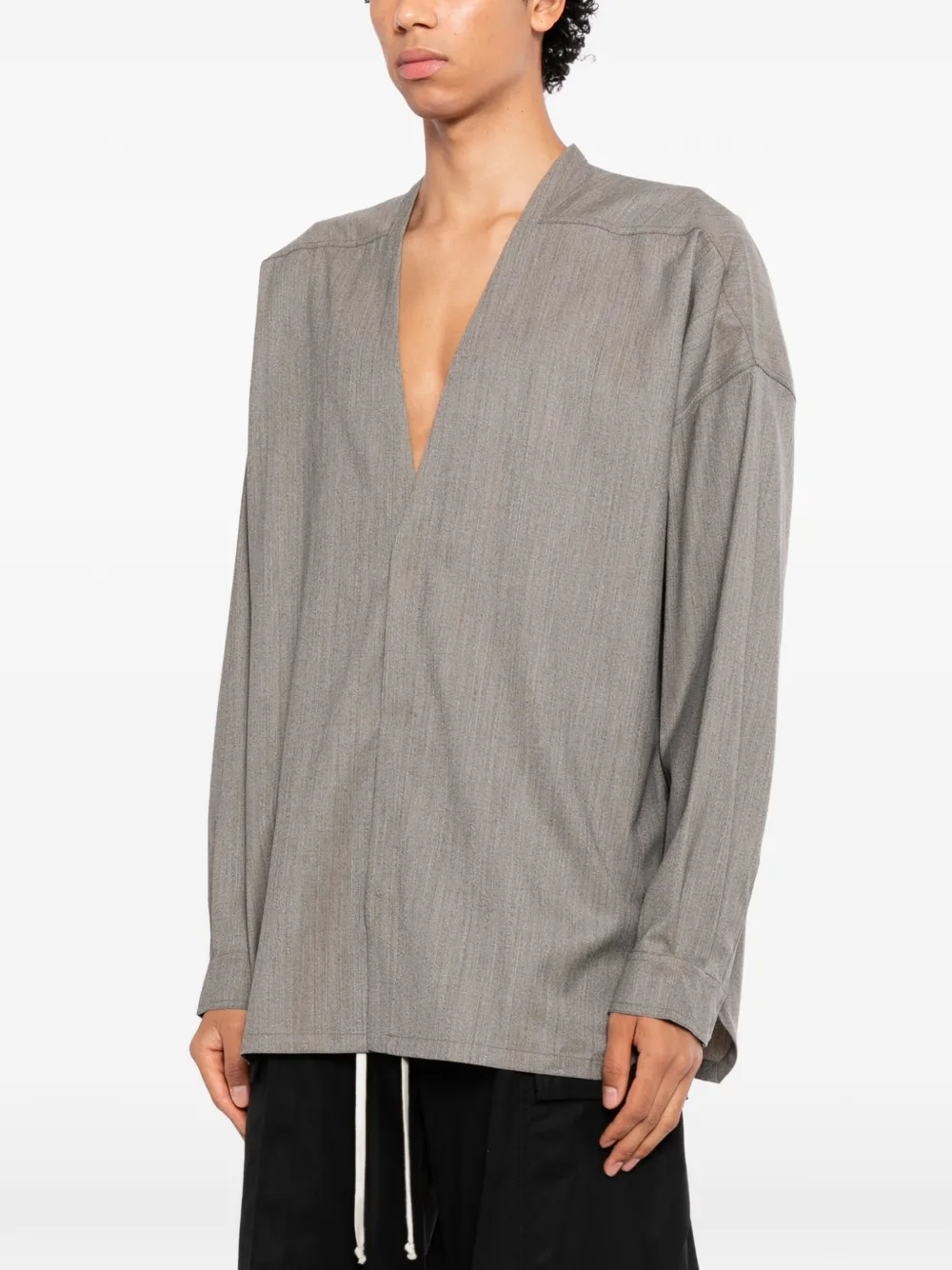 Rick Owens Kraagloos overhemd Grijs
