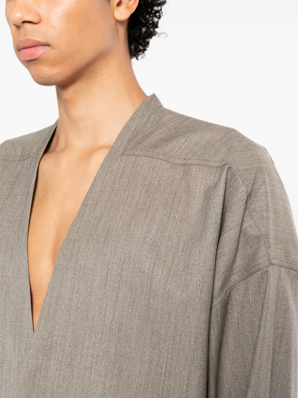 Rick Owens Kraagloos overhemd Grijs