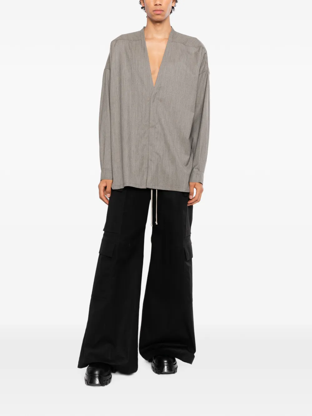 Rick Owens Kraagloos overhemd Grijs