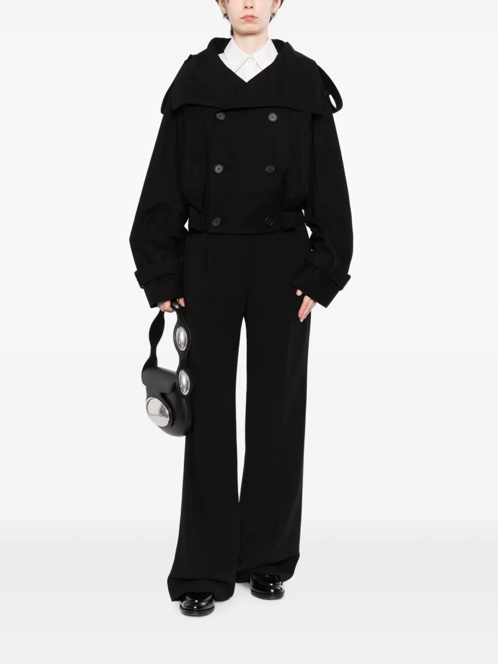 Yohji Yamamoto Cropped jack met dubbele rij knopen Zwart