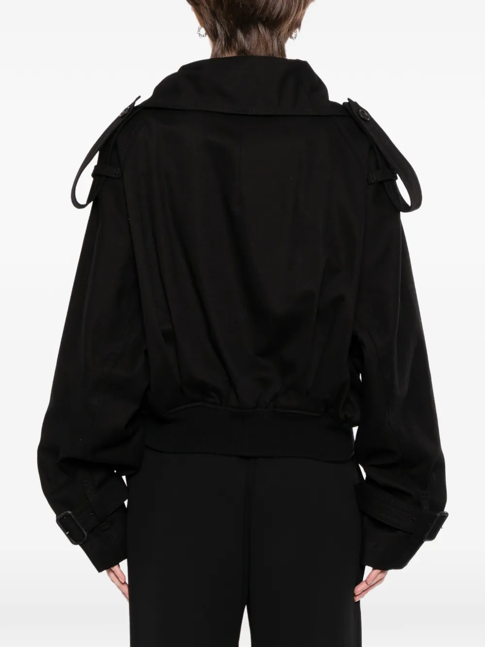 Yohji Yamamoto Cropped jack met dubbele rij knopen Zwart