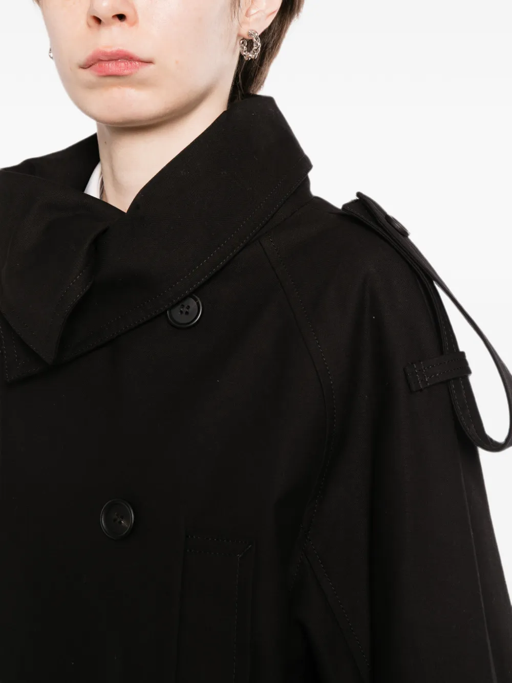 Yohji Yamamoto Cropped jack met dubbele rij knopen Zwart