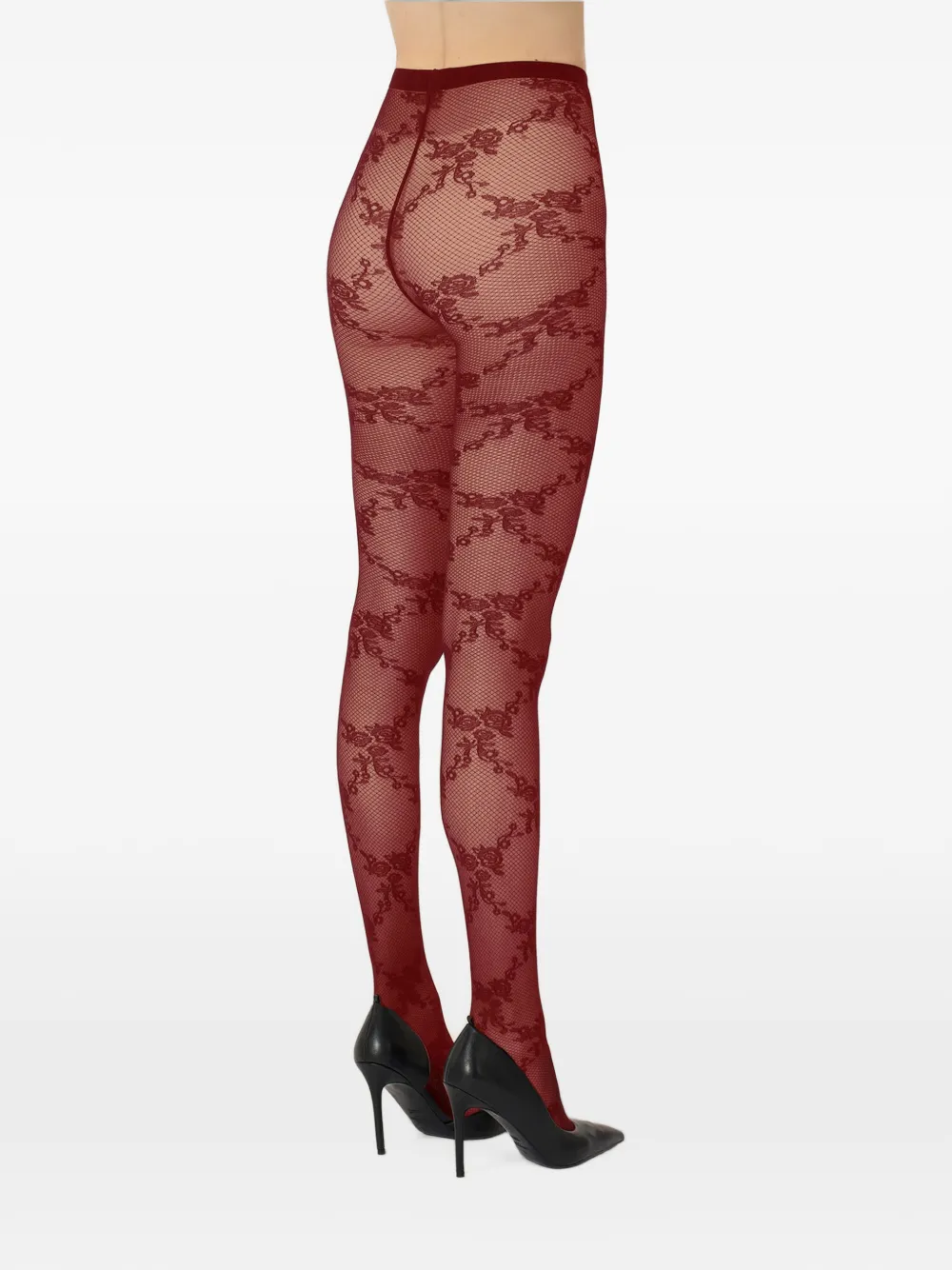 Wolford Panty met bloemenkant Rood