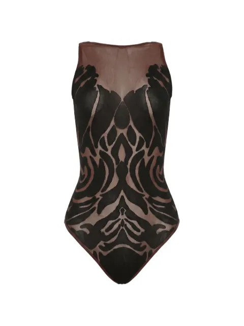 Wolford body traslúcido con motivo de rosa