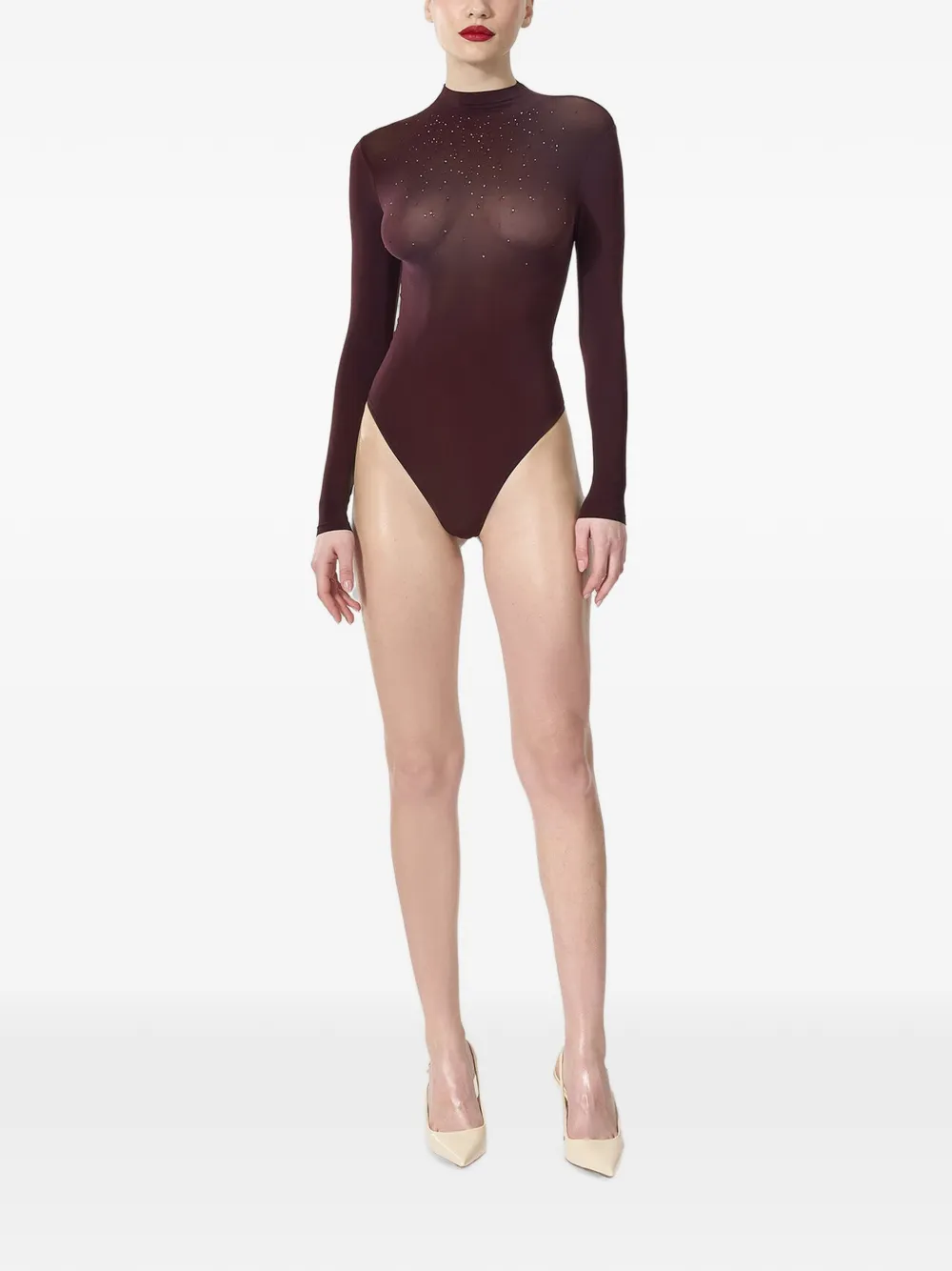 Wolford Naadloze body verfraaid met kristallen Bruin