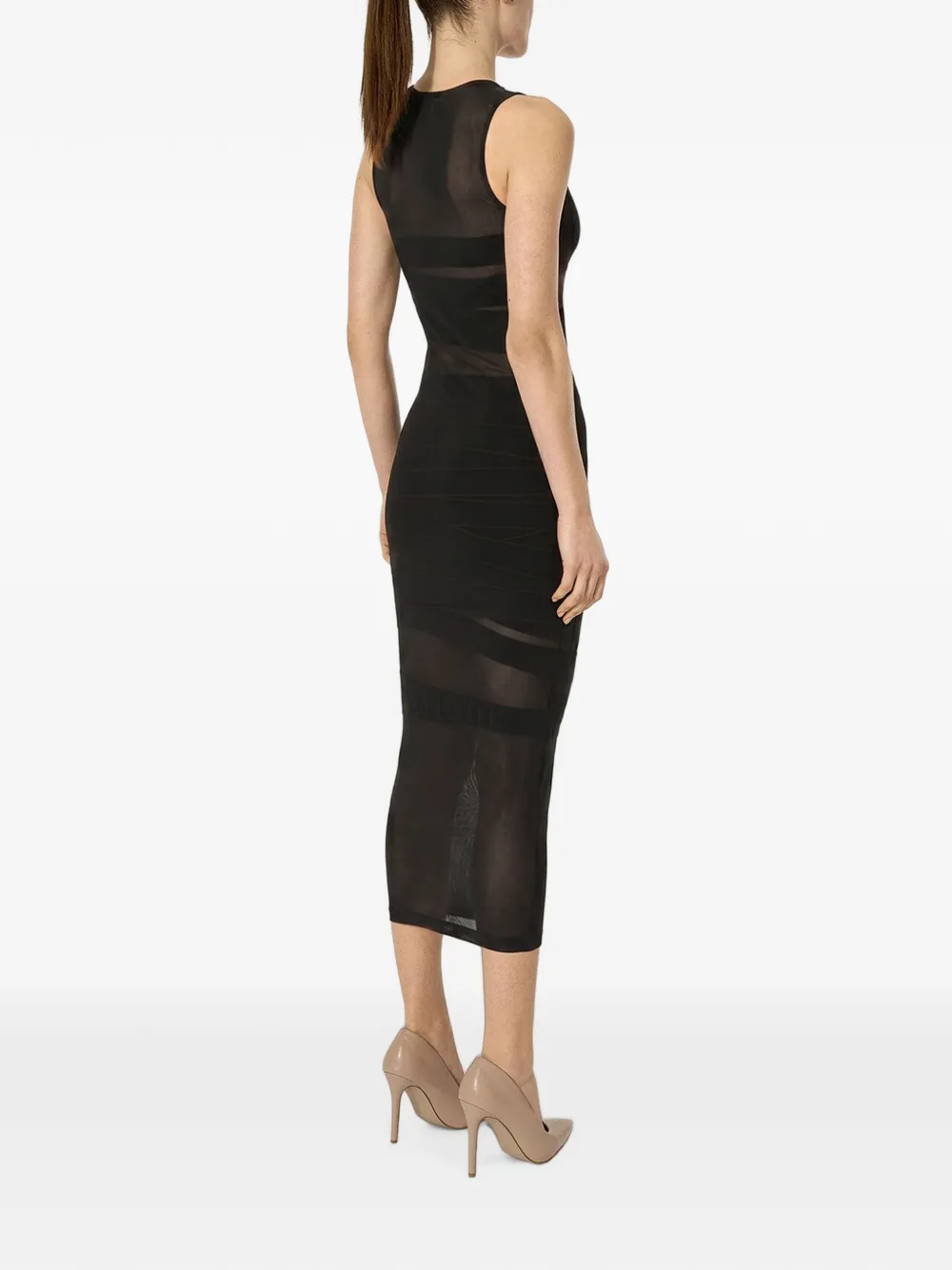 Wolford Mouwloze semi-transparante midi-jurk Zwart